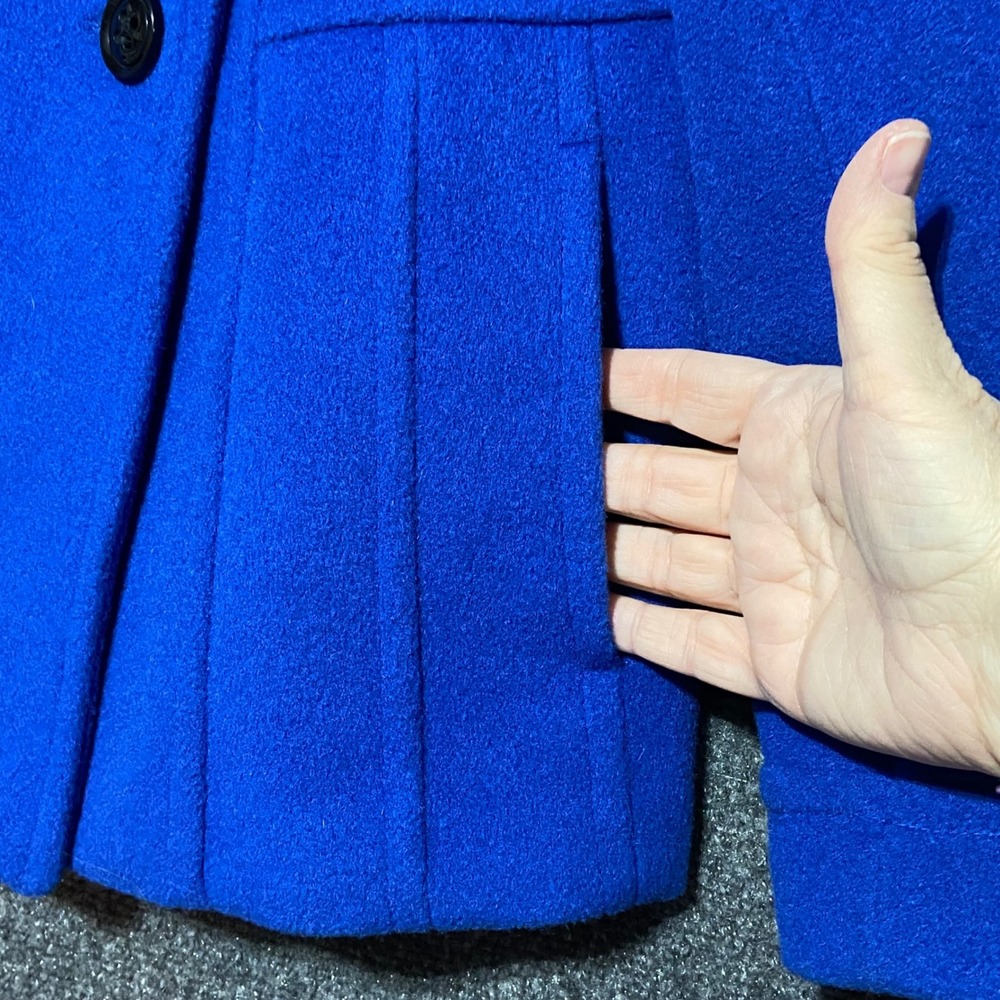 St Johns Bay Women's‎ Medium Cobalt Blue Wool Cashmere Blend Pea Coat Jacket - Picture 7 of 12
